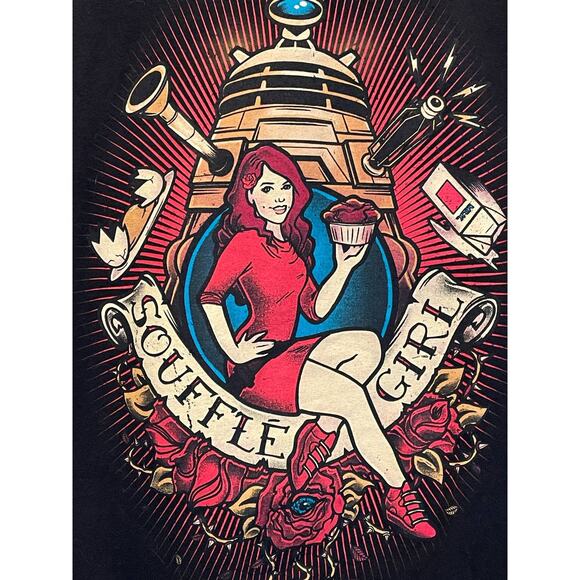 Tee Fury Black with Souffle Girl Pin-up Transfer Short Sleeve T-Shirt XL - Picture 3 of 4